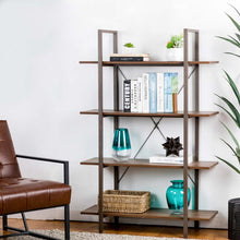 Load image into Gallery viewer, 55&quot;H Modern Industrial Brown Wood/Metal 4-Tier Bookcases &amp; Shelves
