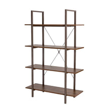 Load image into Gallery viewer, 55&quot;H Modern Industrial Brown Wood/Metal 4-Tier Bookcases &amp; Shelves
