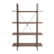 Load image into Gallery viewer, 55&quot;H Modern Industrial Brown Wood/Metal 4-Tier Bookcases &amp; Shelves
