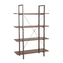 Load image into Gallery viewer, 55&quot;H Modern Industrial Brown Wood/Metal 4-Tier Bookcases &amp; Shelves
