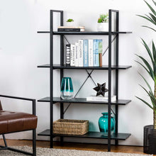 Load image into Gallery viewer, 55&quot;H Modern Industrial Black Wood/Metal 4-Tier Bookcases &amp; Shelves
