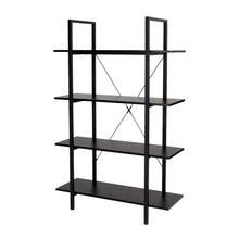 Load image into Gallery viewer, 55&quot;H Modern Industrial Black Wood/Metal 4-Tier Bookcases &amp; Shelves
