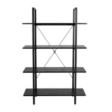 Load image into Gallery viewer, 55&quot;H Modern Industrial Black Wood/Metal 4-Tier Bookcases &amp; Shelves
