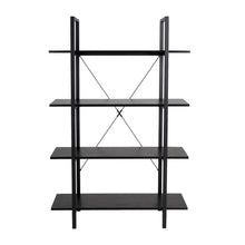 Load image into Gallery viewer, 55&quot;H Modern Industrial Black Wood/Metal 4-Tier Bookcases &amp; Shelves
