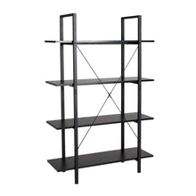 Load image into Gallery viewer, 55&quot;H Modern Industrial Black Wood/Metal 4-Tier Bookcases &amp; Shelves
