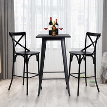 Load image into Gallery viewer, Set of 2 Black Steel Bar Chairs and a Square Top Pub Table (3-Piece)
