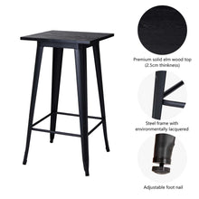 Load image into Gallery viewer, Set of 2 Black Steel Bar Chairs and a Square Top Pub Table (3-Piece)
