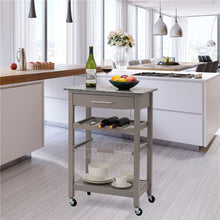 Load image into Gallery viewer, 33.90&quot;H Warm Gray Rolling Kitchen Island with Marble Top
