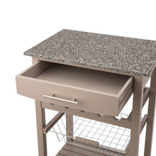 Load image into Gallery viewer, 33.90&quot;H Warm Gray Rolling Kitchen Island with Marble Top
