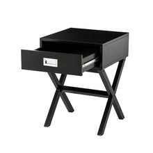 Load image into Gallery viewer, 21.85&quot;H Black Wooden X-leg End Table with 1 Drawer
