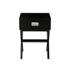 Load image into Gallery viewer, 21.85&quot;H Black Wooden X-leg End Table with 1 Drawer
