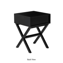 Load image into Gallery viewer, 21.85&quot;H Black Wooden X-leg End Table with 1 Drawer
