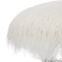 Load image into Gallery viewer, 25.6&quot;L White and Clear Faux Fur Upholstered Bench with Acrylic X-Leg
