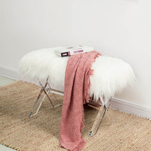 Load image into Gallery viewer, 25.6&quot;L White and Clear Faux Fur Upholstered Bench with Acrylic X-Leg
