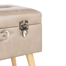 Load image into Gallery viewer, 19.69&quot;L Morandi Light Grey Leathaire Upholstered Storage Stool
