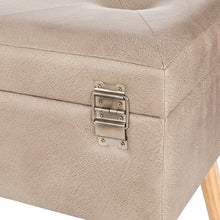 Load image into Gallery viewer, 19.69&quot;L Morandi Light Grey Leathaire Upholstered Storage Stool
