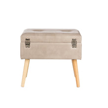 Load image into Gallery viewer, 19.69&quot;L Morandi Light Grey Leathaire Upholstered Storage Stool
