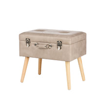 Load image into Gallery viewer, 19.69&quot;L Morandi Light Grey Leathaire Upholstered Storage Stool
