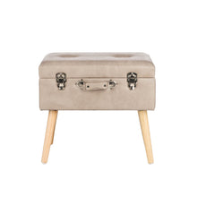 Load image into Gallery viewer, 19.69&quot;L Morandi Light Grey Leathaire Upholstered Storage Stool
