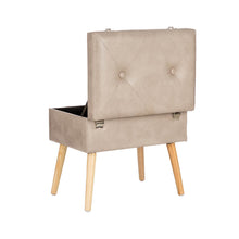 Load image into Gallery viewer, 19.69&quot;L Morandi Light Grey Leathaire Upholstered Storage Stool
