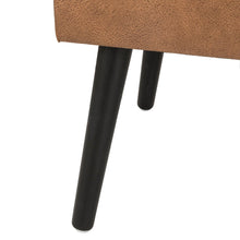 Load image into Gallery viewer, 19.69&quot;L Whiskey Brown Leathaire Upholstered Storage Stool
