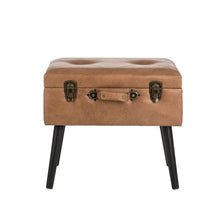 Load image into Gallery viewer, 19.69&quot;L Whiskey Brown Leathaire Upholstered Storage Stool
