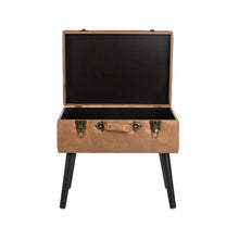 Load image into Gallery viewer, 19.69&quot;L Whiskey Brown Leathaire Upholstered Storage Stool
