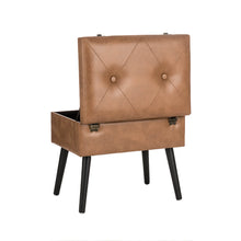 Load image into Gallery viewer, 19.69&quot;L Whiskey Brown Leathaire Upholstered Storage Stool
