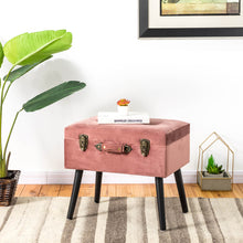 Load image into Gallery viewer, 19.69&quot;L Pink Clay Velvet Upholstered Storage Stool
