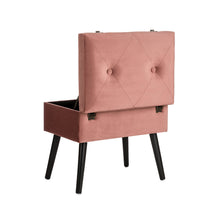 Load image into Gallery viewer, 19.69&quot;L Pink Clay Velvet Upholstered Storage Stool
