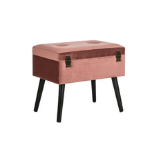 Load image into Gallery viewer, 19.69&quot;L Pink Clay Velvet Upholstered Storage Stool
