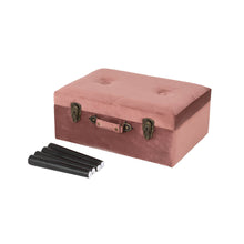 Load image into Gallery viewer, 19.69&quot;L Pink Clay Velvet Upholstered Storage Stool
