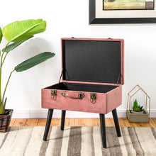 Load image into Gallery viewer, 19.69&quot;L Pink Clay Velvet Upholstered Storage Stool
