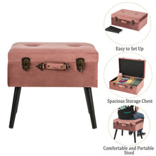 Load image into Gallery viewer, 19.69&quot;L Pink Clay Velvet Upholstered Storage Stool
