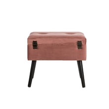 Load image into Gallery viewer, 19.69&quot;L Pink Clay Velvet Upholstered Storage Stool
