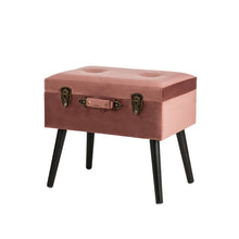 Load image into Gallery viewer, 19.69&quot;L Pink Clay Velvet Upholstered Storage Stool
