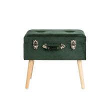 Load image into Gallery viewer, 19.69&quot;L Hunter Green Velvet  Upholstered Storage Stool
