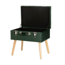 Load image into Gallery viewer, 19.69&quot;L Hunter Green Velvet  Upholstered Storage Stool
