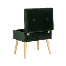 Load image into Gallery viewer, 19.69&quot;L Hunter Green Velvet  Upholstered Storage Stool
