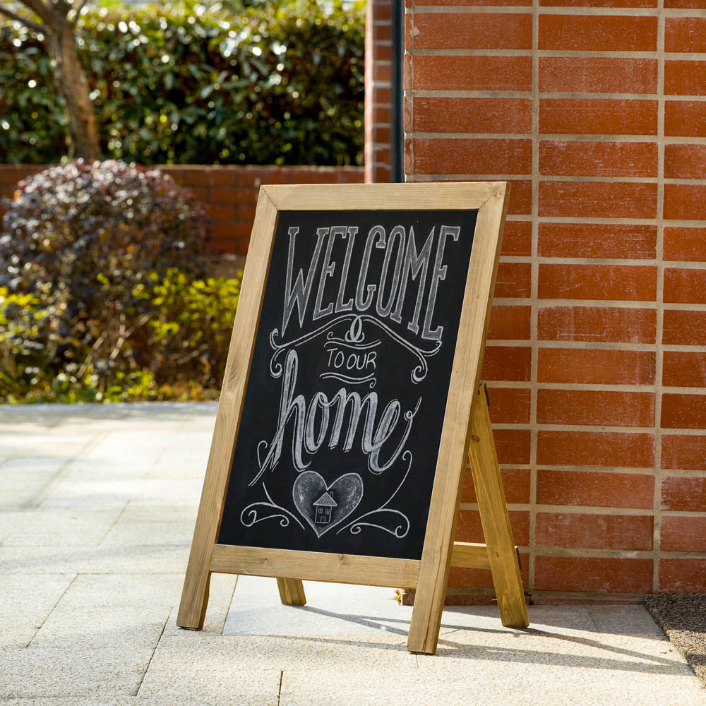 Farmhouse Brown Wooden Framed Haning or Standing Chalkboard Sign