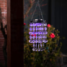 Load image into Gallery viewer, 18.75&quot;H Solar Lighted Transparent Acrylic Jewel Beaded Wind Chime or Chandelier Hanging Décor
