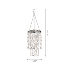 Load image into Gallery viewer, 18.75&quot;H Solar Lighted Transparent Acrylic Jewel Beaded Wind Chime or Chandelier Hanging Décor
