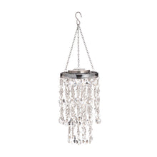 Load image into Gallery viewer, 18.75&quot;H Solar Lighted Transparent Acrylic Jewel Beaded Wind Chime or Chandelier Hanging Décor
