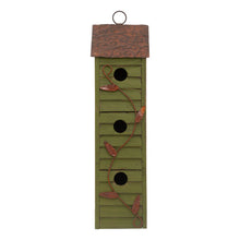 Load image into Gallery viewer, 18&quot;H Green Distressed Solid Wood Window Shutters Birdhouse
