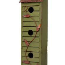 Load image into Gallery viewer, 18&quot;H Green Distressed Solid Wood Window Shutters Birdhouse
