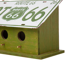 Load image into Gallery viewer, 14&quot;L Wood/Metal Green Birdhouse with Licence Plate Roof
