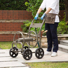 Load image into Gallery viewer, 36&quot;H Gray Steel Garden Hose Reel Cart with Wheels and Steel Basket
