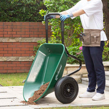 Load image into Gallery viewer, 5-cu ft Green Steel Framed Plastic Garden Dual-Wheel Utility Dump Cart
