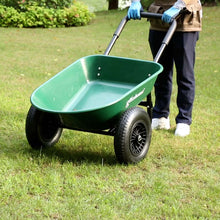 Load image into Gallery viewer, 5-cu ft Green Steel Framed Plastic Garden Dual-Wheel Utility Dump Cart
