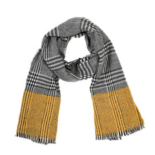 Load image into Gallery viewer, Unisex Oversized Yellow and Grey Scarf with Fringes
